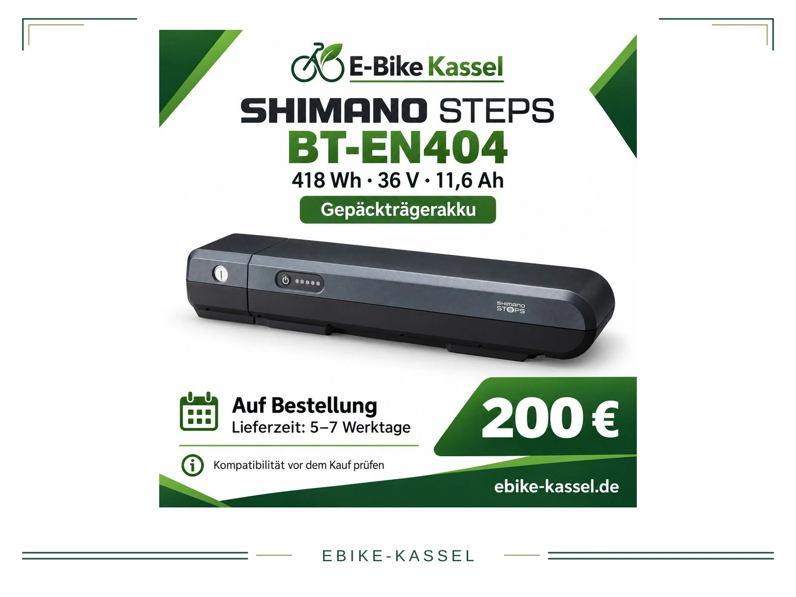 Shimano STEPS BT-EN404 Akku | 418 Wh | 36 V | Neu | KS-092